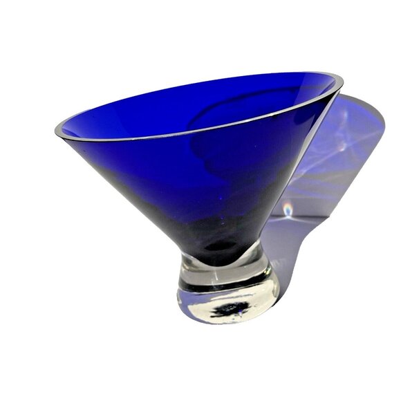 Cobalt Blue Vase Mouth Blown Thick Martini Shaped Made in Poland Vintage 6" tall - Picture 10 of 16